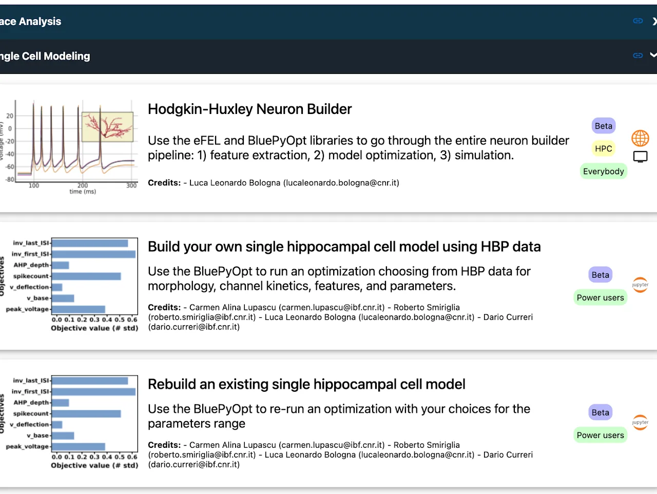 EBrains online use cases screenshot 1