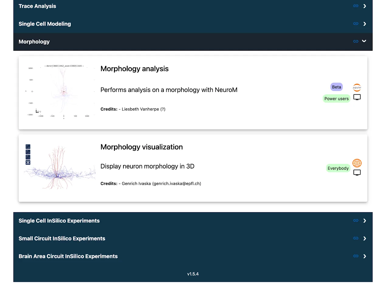 EBrains online use cases screenshot 2